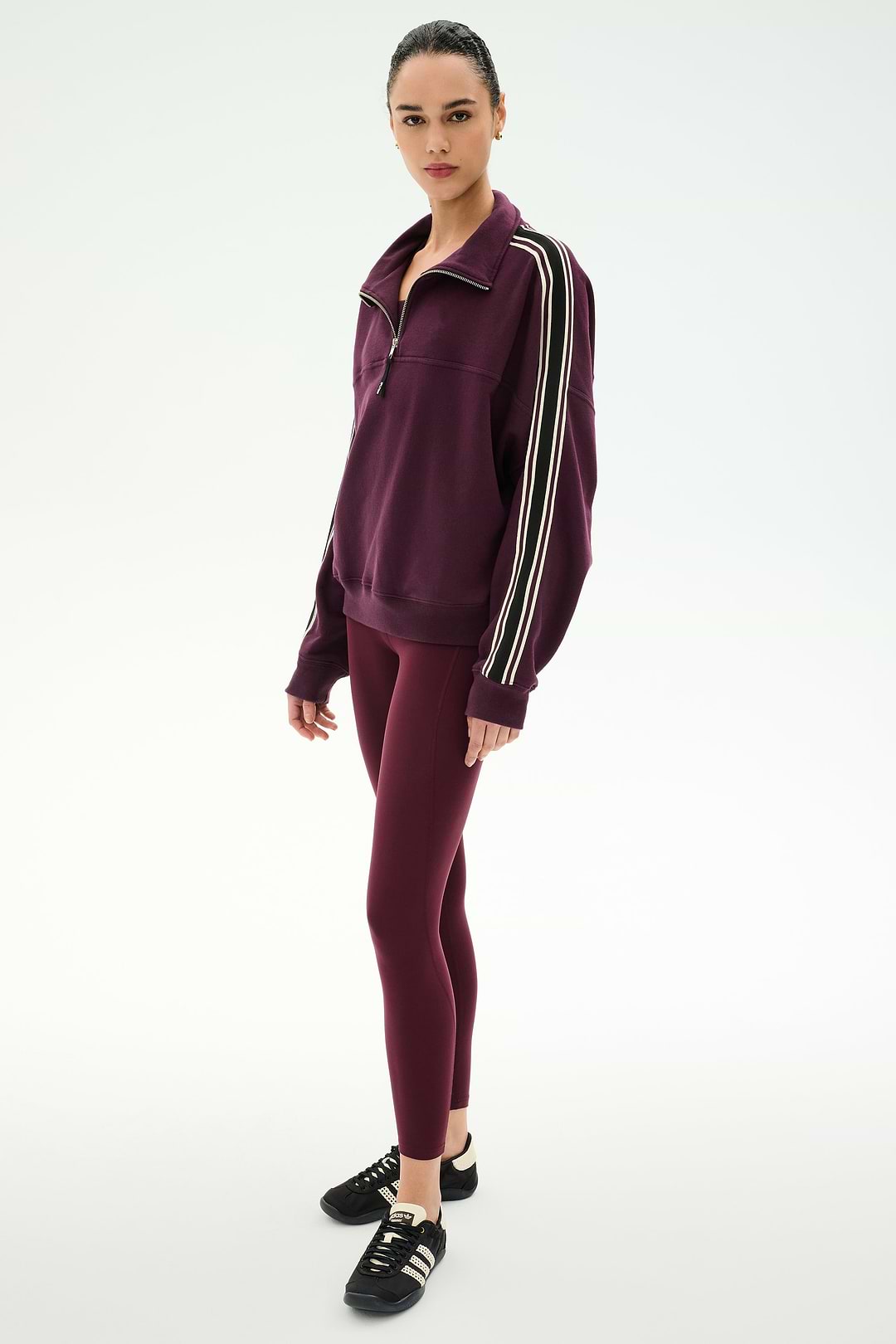 Goldie French Terry Oversized Half Zip - Dark Cherry/Black – SPLITS59