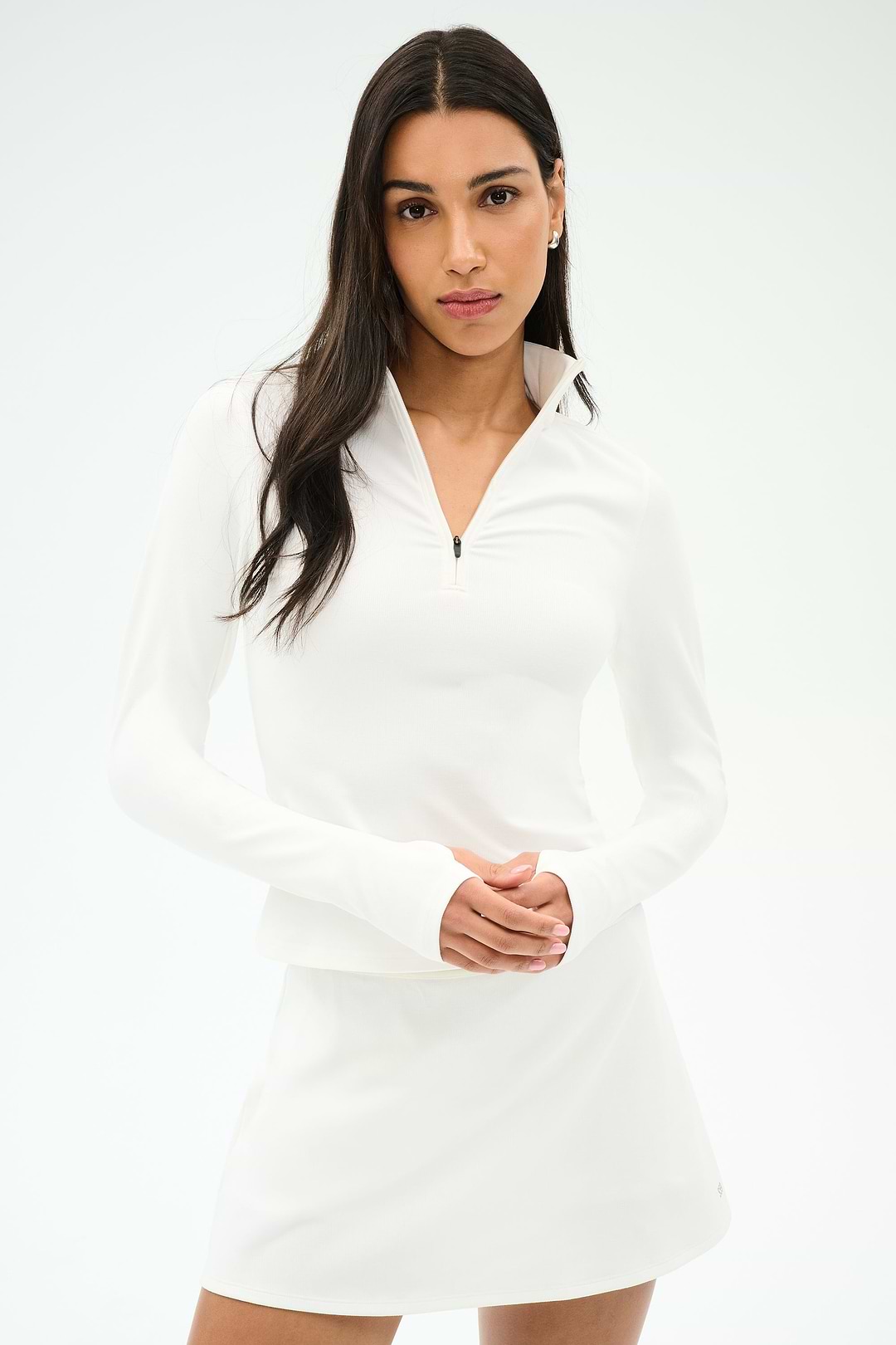 NO COFFEE × TANGRAM HALF ZIP PISTE XL Stevie Active Rib Half Zip Waist Length - White – SPLITS59