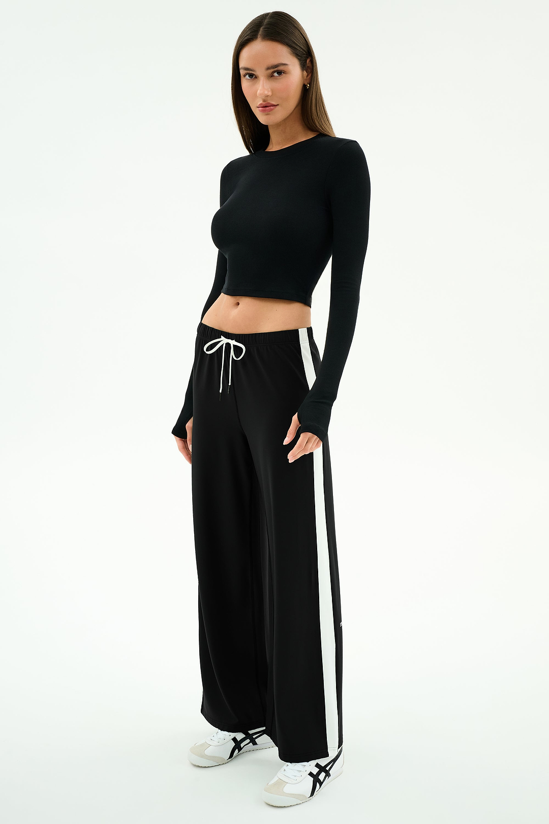 トップス [Jent Louis] Zip Rib Long Sleeve Tee S Louise Rib Long Sleeve Crop - Black – SPLITS59