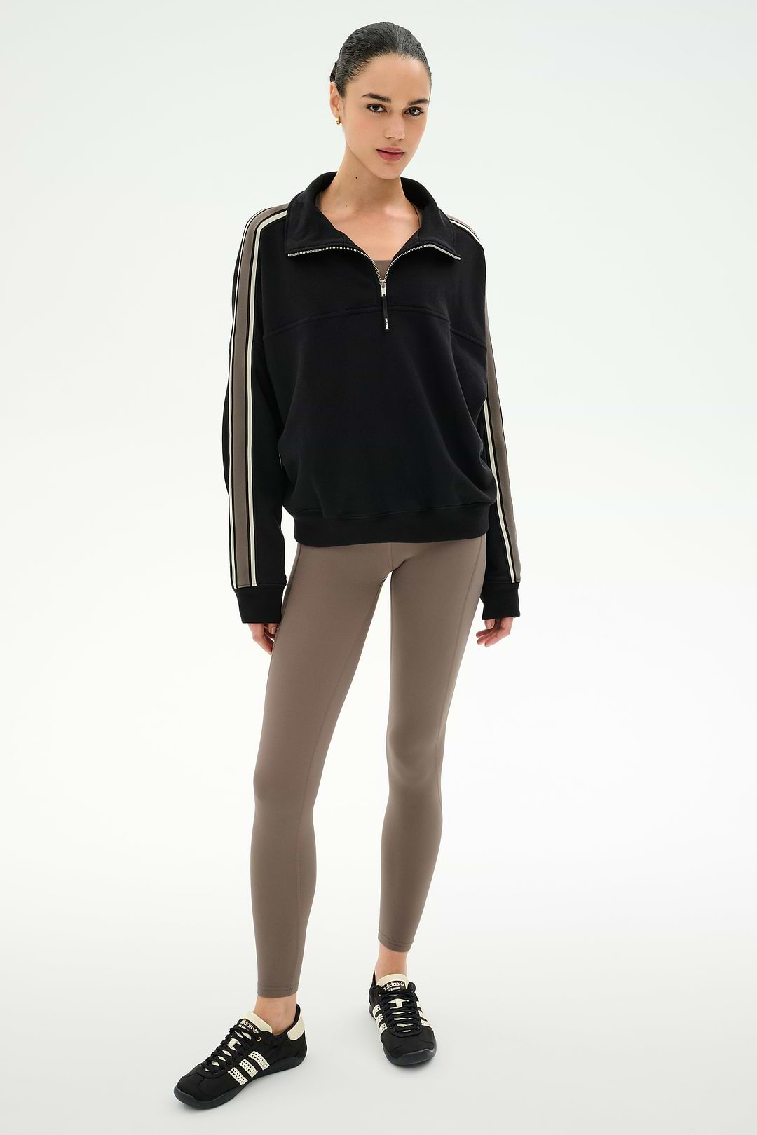 Goldie French Terry Oversized Half Zip - Black/Lentil – SPLITS59