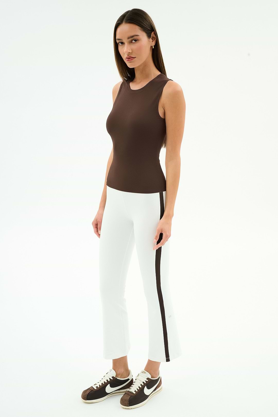 Raquel High Waist Supplex Crop - White/Dark Chocolate – SPLITS59