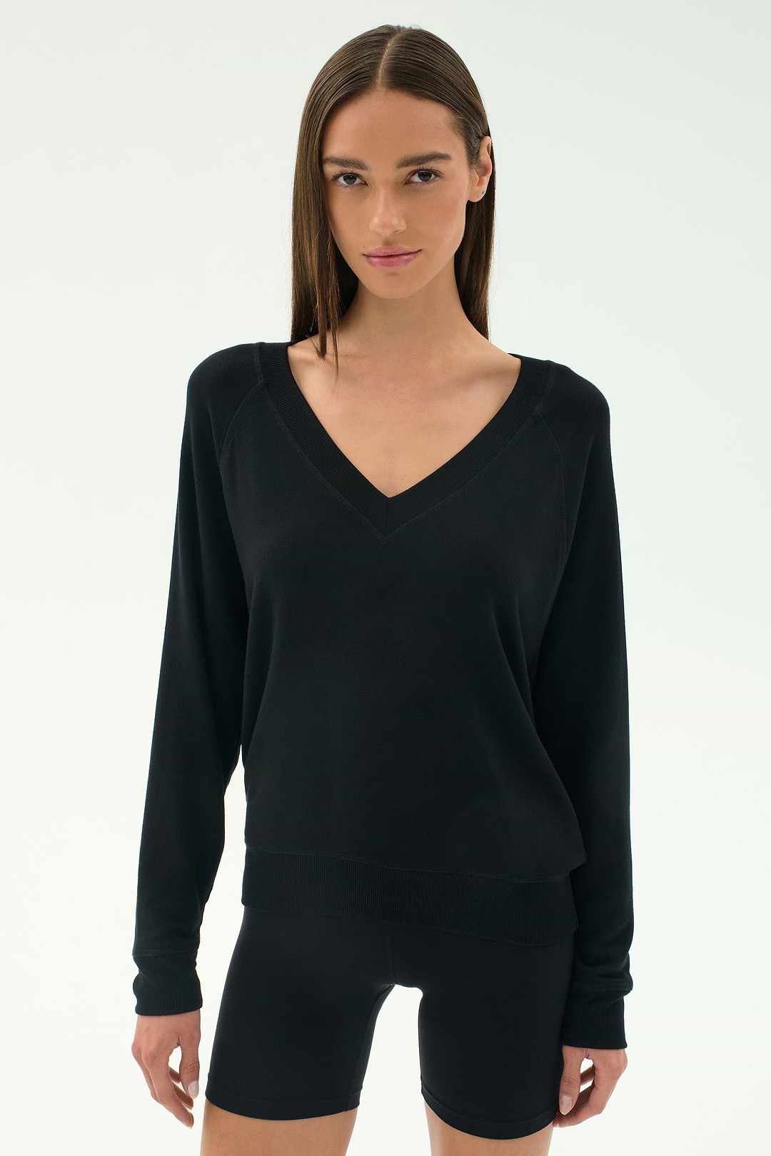 Bennie Fleece V Neck Sweatshirt - Black – SPLITS59