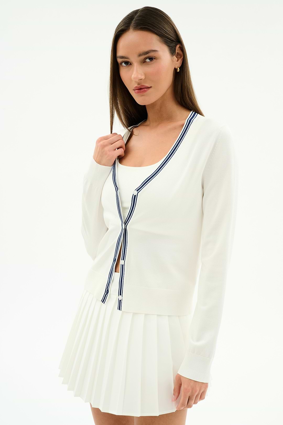 Bekah Knit Cardigan - White/Indigo – SPLITS59