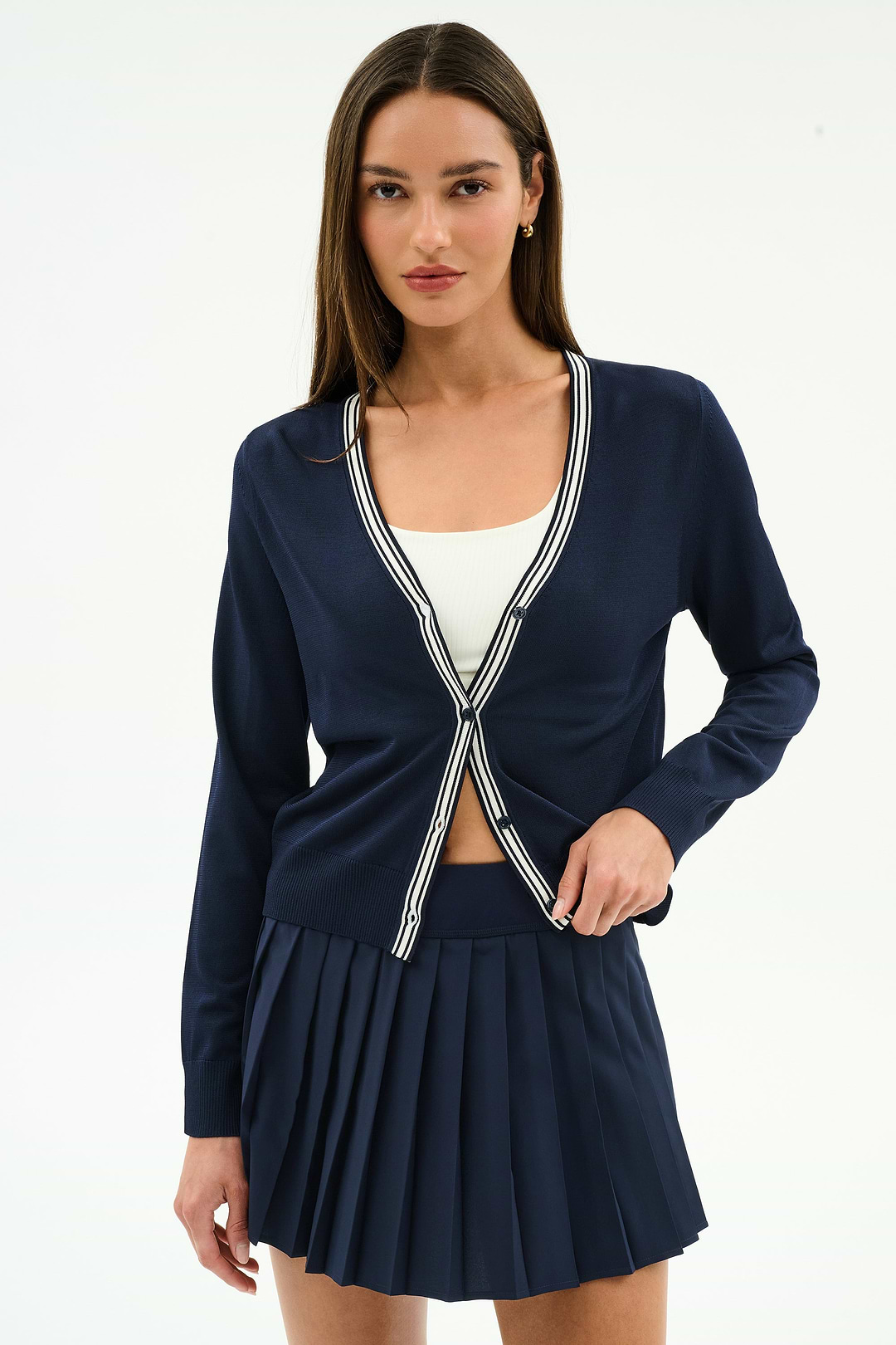 Bekah Knit Cardigan - Indigo/White – SPLITS59