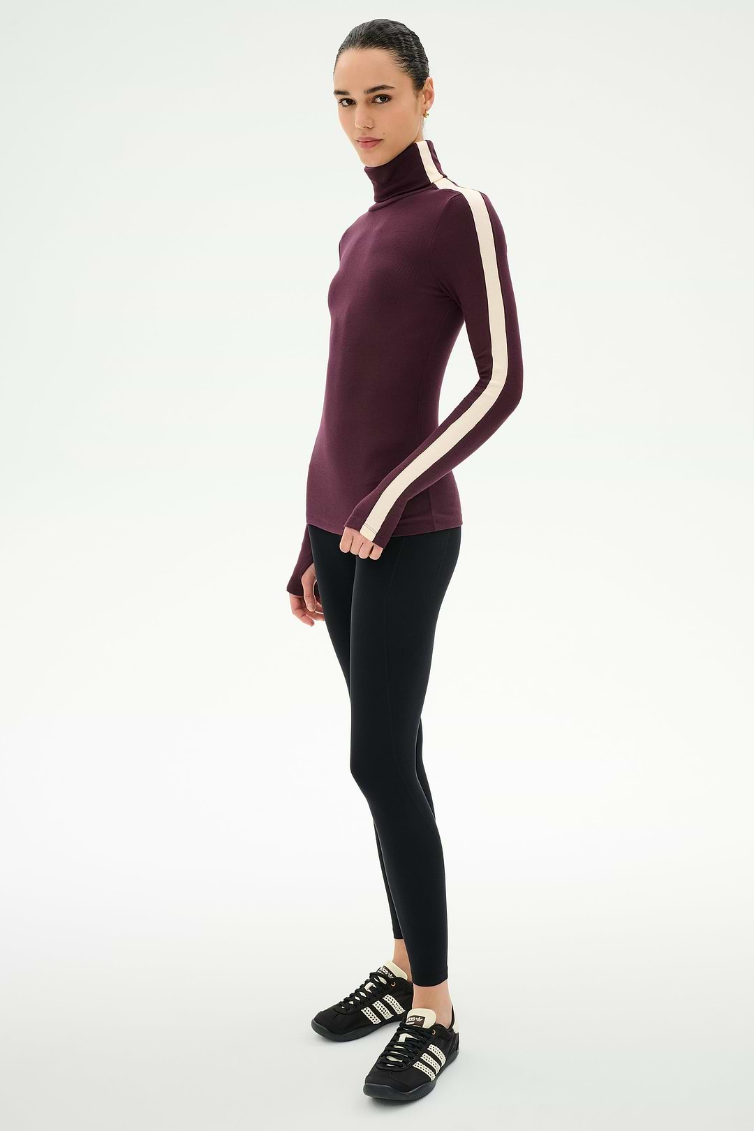 Jackson Rib Full Length Turtleneck - Dark Cherry/Creme – SPLITS59