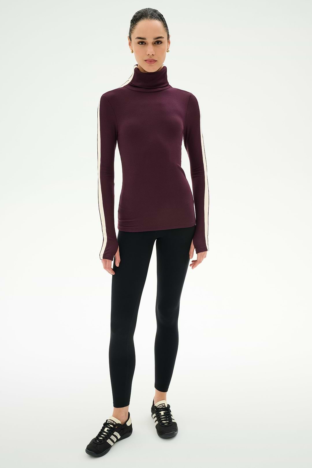 Jackson Rib Full Length Turtleneck - Dark Cherry/Creme – SPLITS59