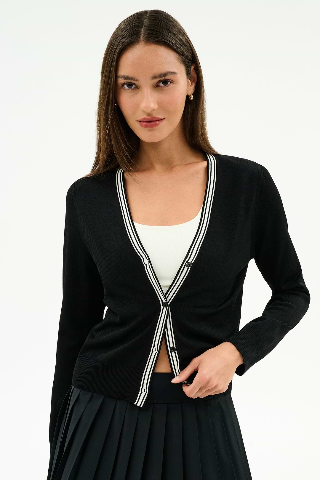 Bekah Knit Cardigan - Black/White – SPLITS59