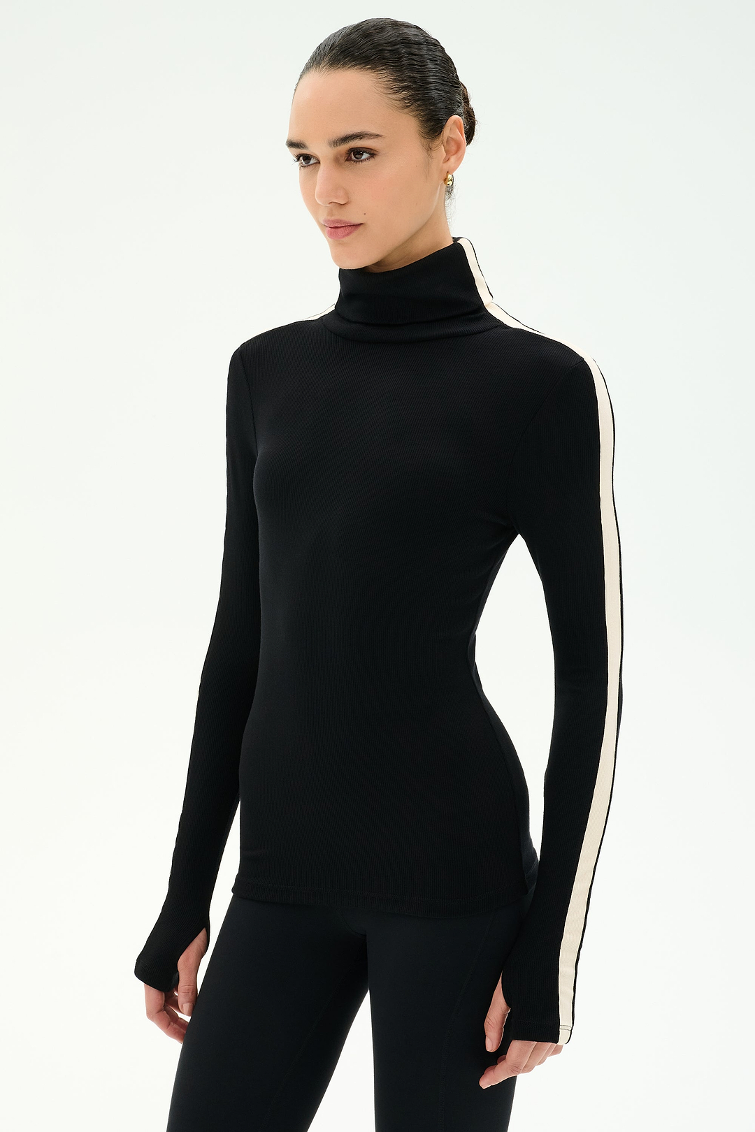 Jackson Rib Full Length Turtleneck - Black/Creme – SPLITS59