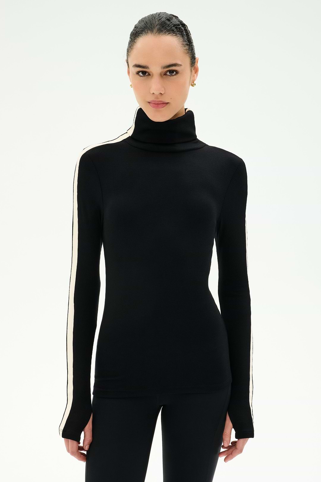 Jackson Rib Full Length Turtleneck - Black/Creme – SPLITS59