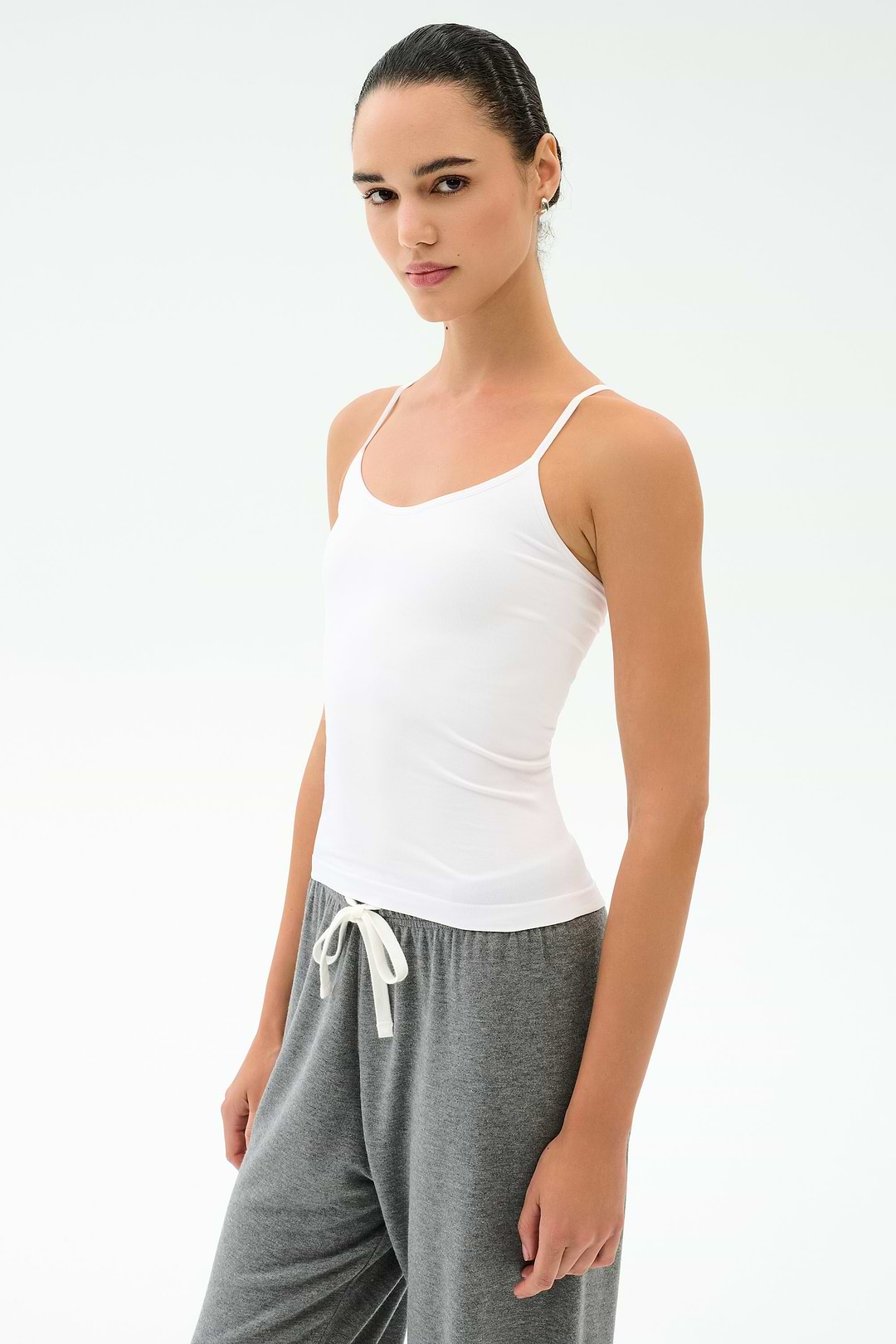 Loren Seamless Waist Length Tank - White – SPLITS59