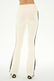 A model is shown from the back wearing the SPLITS59 Raquel High Waist Supplex Flare leggings in Creme/Black, featuring a high-rise fit, black side stripes, and 4-way stretch, standing against a white background.