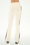 A model is shown from the back wearing the SPLITS59 Raquel High Waist Supplex Flare leggings in Creme/Black, featuring a high-rise fit, black side stripes, and 4-way stretch, standing against a white background.
