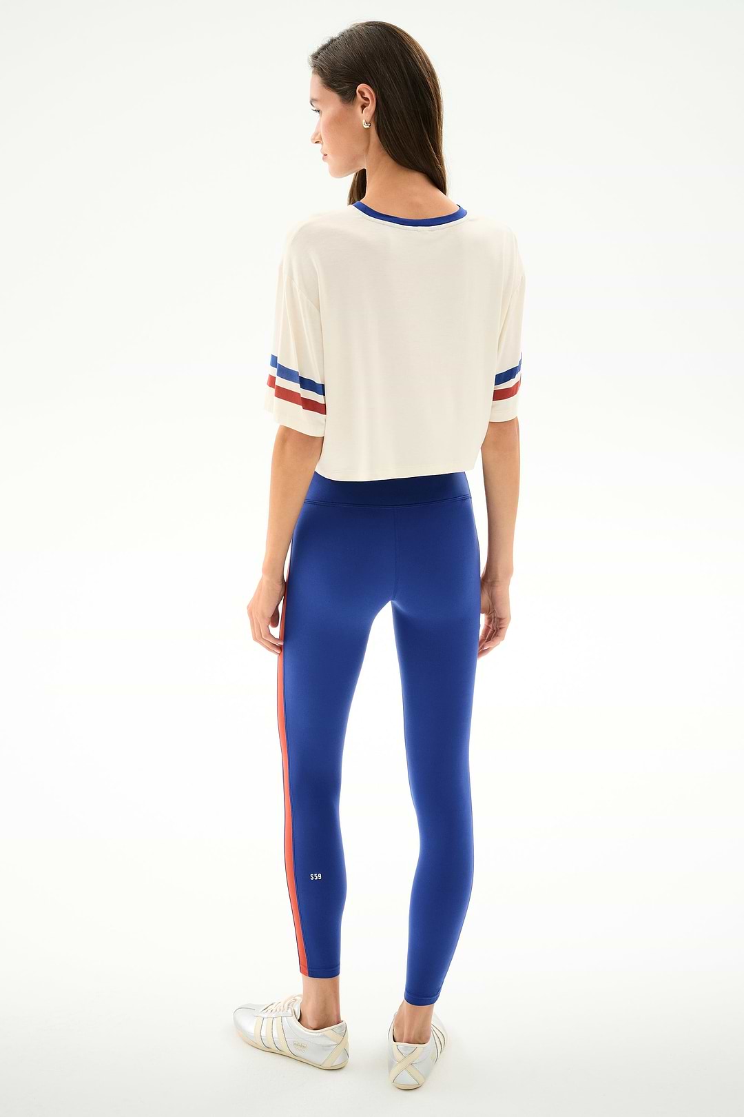 tinajunoトップス Djuna Oversized Crop Jersey Tee - Creme/Cobalt – SPLITS59