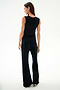 A woman facing away wears the SPLITS59 Nikki Jersey Tank - Black and black flared spandex pants with side stripes against a plain white background.