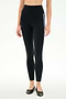 A person wears SPLITS59 Ella High Waist Airweight 7/8 leggings in Black/Purple Haze, featuring two side stripes, with black ballet flats, standing against a plain white background.