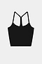 The SPLITS59 Airweight Crop - Black is a cropped tank with thin straps and a racerback, ideal for hot yoga, shown on a plain white background.