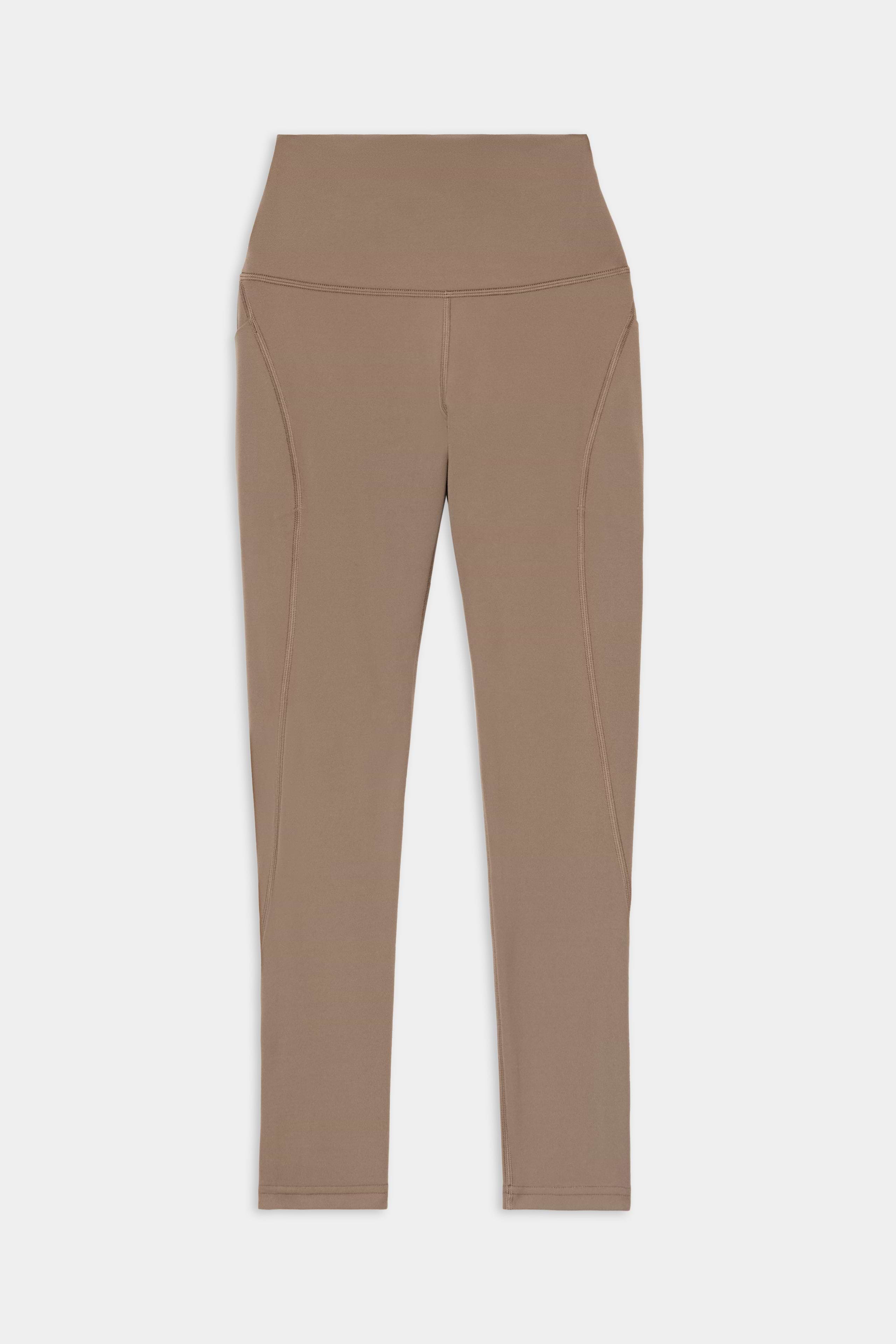 The SPLITS59 Airweight High Waist 7/8 Pocket Legging in Lentil is displayed flat on a white background, crafted from luxurious Airweight fabric with minimal seam detailing for a sleek, fitted silhouette—ideal as yoga leggings or for everyday wear.
