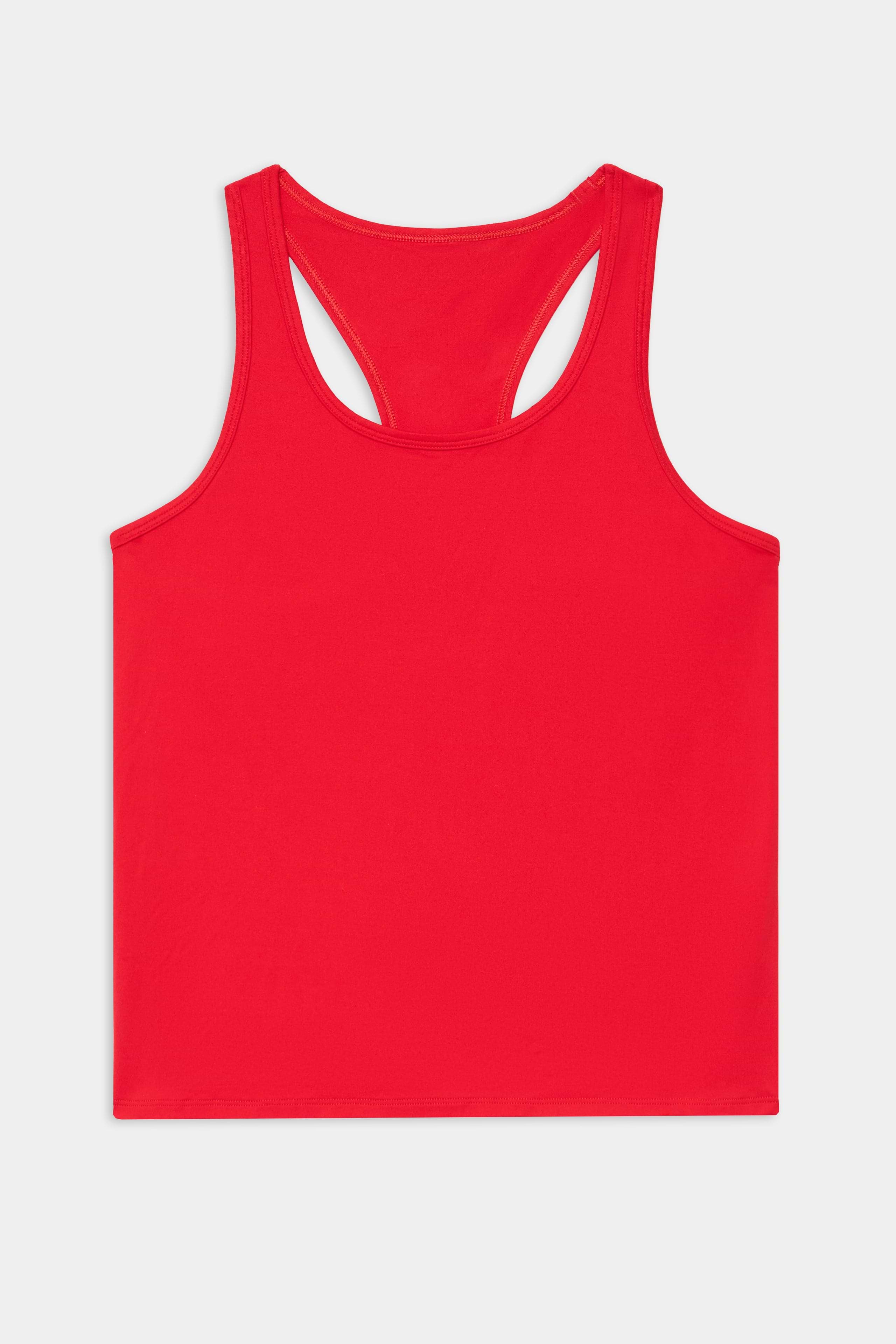 The SPLITS59 Mel Airweight Lite Tank in Pirate Red is displayed flat on a white background.