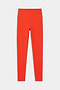The SPLITS59 Airweight Rib High Waist 7/8 leggings in Lotus Red, featuring a ribbed texture and high waistband, are ideal for Pilates or hot yoga and are displayed flat on a white background.