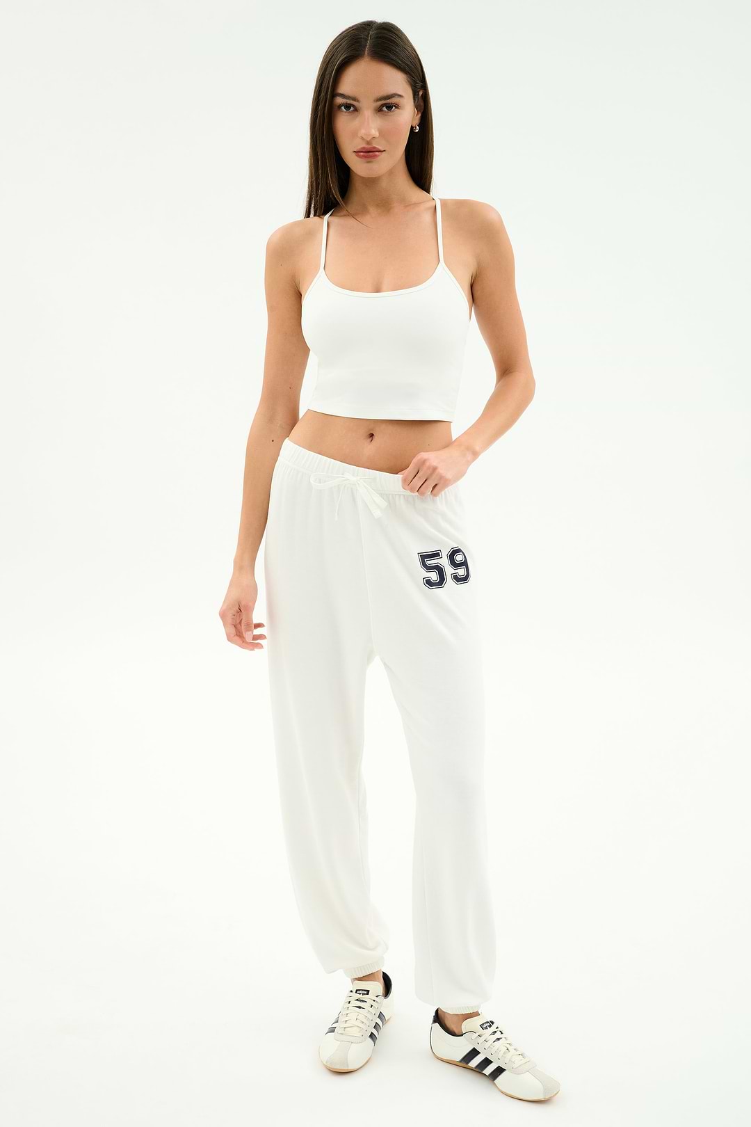 Andie Oversized Fleece Varsity 59 Sweatpant - White/59 – SPLITS59
