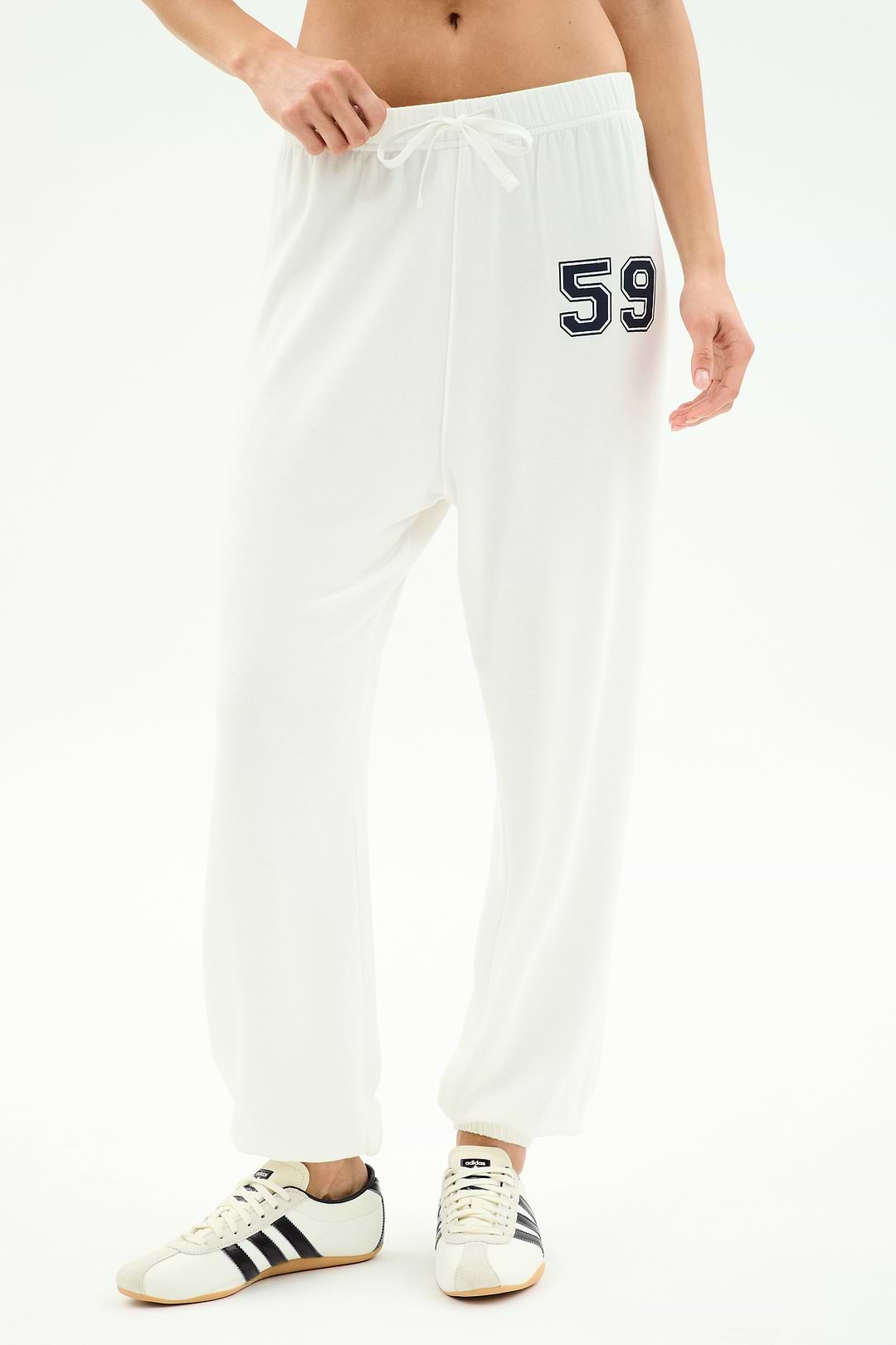 Andie Oversized Fleece Varsity 59 Sweatpant - White/59 – SPLITS59
