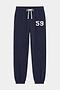 The SPLITS59 Andie Oversized Fleece Varsity 59 Sweatpant in Indigo features elastic cuffs, a white drawstring, side pockets, and "59" on the left thigh. Made in Los Angeles.