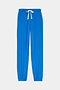 The SPLITS59 Andie Oversized Fleece Sweatpant in Classic Blue features a soft modal-spandex blend, elastic waistband with a white drawstring, and elastic cuffs, shown laid flat on a white background.