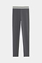 The SPLITS59 Bailey Active Rib High Waist 7/8 leggings feature a slim fit in gray with a white and black striped elastic waistband, shown flat against a white background.