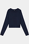 The SPLITS59 Brooks Fleece Long Sleeve Sweatshirt in Indigo features a cropped silhouette with long raglan sleeves and a crewneck, shown laid flat on a white background.