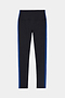 Clare High Waist Rigor 7/8 - Black/Cobalt by SPLITS59: black nylon-spandex leggings with a wide waistband and cobalt blue side stripes, shown on a white background.