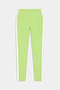 The Clare High Waist Rigor 7/8 leggings by SPLITS59, in Limeade/White, feature a high-rise fit and performance Rigor fabric with crisp white vertical stripes along both outer sides—ideal for gym workouts. Shown on a plain white background.