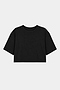 The SPLITS59 Djuna Oversized Crop Jersey Tee in black, made from a soft spandex blend, features short sleeves and is shown laid flat on a white background.