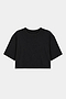 The SPLITS59 Djuna Oversized Crop Jersey Tee in black, made from a soft spandex blend, features short sleeves and is shown laid flat on a white background.