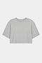 The SPLITS59 Djuna Oversized Crop Jersey Tee in Heather Grey, made from soft viscose, is a light gray short-sleeve cropped t-shirt laid flat on a white background.