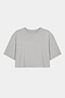 The SPLITS59 Djuna Oversized Crop Jersey Tee in Heather Grey, made from soft viscose, is a light gray short-sleeve cropped t-shirt laid flat on a white background.