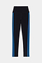 The SPLITS59 Ella High Waist Airweight 7/8 leggings in Black/Classic Blue are made from butter-soft fabric, feature two classic blue vertical stripes along each leg, and are shown flat on a white background—ideal for hot yoga and everyday comfort.