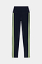 Introducing the SPLITS59 Ella High Waist Airweight 7/8 leggings in Indigo/Limeade—a sleek high-waist design featuring vertical neon limeade stripes along the sides, perfect for hot yoga. Displayed flat on a white background, these leggings effortlessly blend style and performance to support you during your most intense workouts.