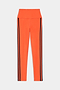 The SPLITS59 Ella High Waist Airweight 7/8 leggings in Valencia/Indigo feature a vibrant orange hue with indigo vertical side stripes, showcased on a white background.