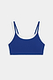 The SPLITS59 Elliah Airweight Double Layer Bra in cobalt with white trim features double shoulder straps and pairs perfectly with your favorite nylon spandex activewear. Displayed on a plain white background.
