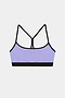 The SPLITS59 Emerson Airweight Bra in Purple Haze/Black features a racerback design, black trim, and a nylon-spandex blend, shown on a plain white background.