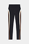 SPLITS59 Emerson Airweight High Waist 7/8 - Black/Creme leggings with white and brown vertical side stripes, shown flat on a white background.