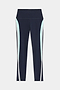 The SPLITS59 Emerson Airweight High Waist legging in Indigo/Dove Grey features light blue and gray vertical side stripes; perfect for hot yoga or Pilates, shown laid flat on a white background.