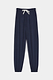 A pair of SPLITS59 Andie Oversized Fleece Sweatpants - Indigo with an elastic waistband and white drawstring, made from ultra luxe fleece for cozy comfort, and featuring elastic cuffs at the ankles. Perfect for cool weather workouts or relaxing at home, displayed against a white background.