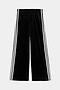 The SPLITS59 Heritage Velour Pant - Black/Creme features soft black velour with creme side stripes, made from a polyester-spandex blend and shown flat on a white background.