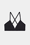 Introducing the Theo Rigor Bra from SPLITS59 in black, featuring thin straps and a crossed back design. Crafted from Rigor fabric for optimal support, this versatile piece lies flat on a white background, ready to enhance your multi-sport performance.