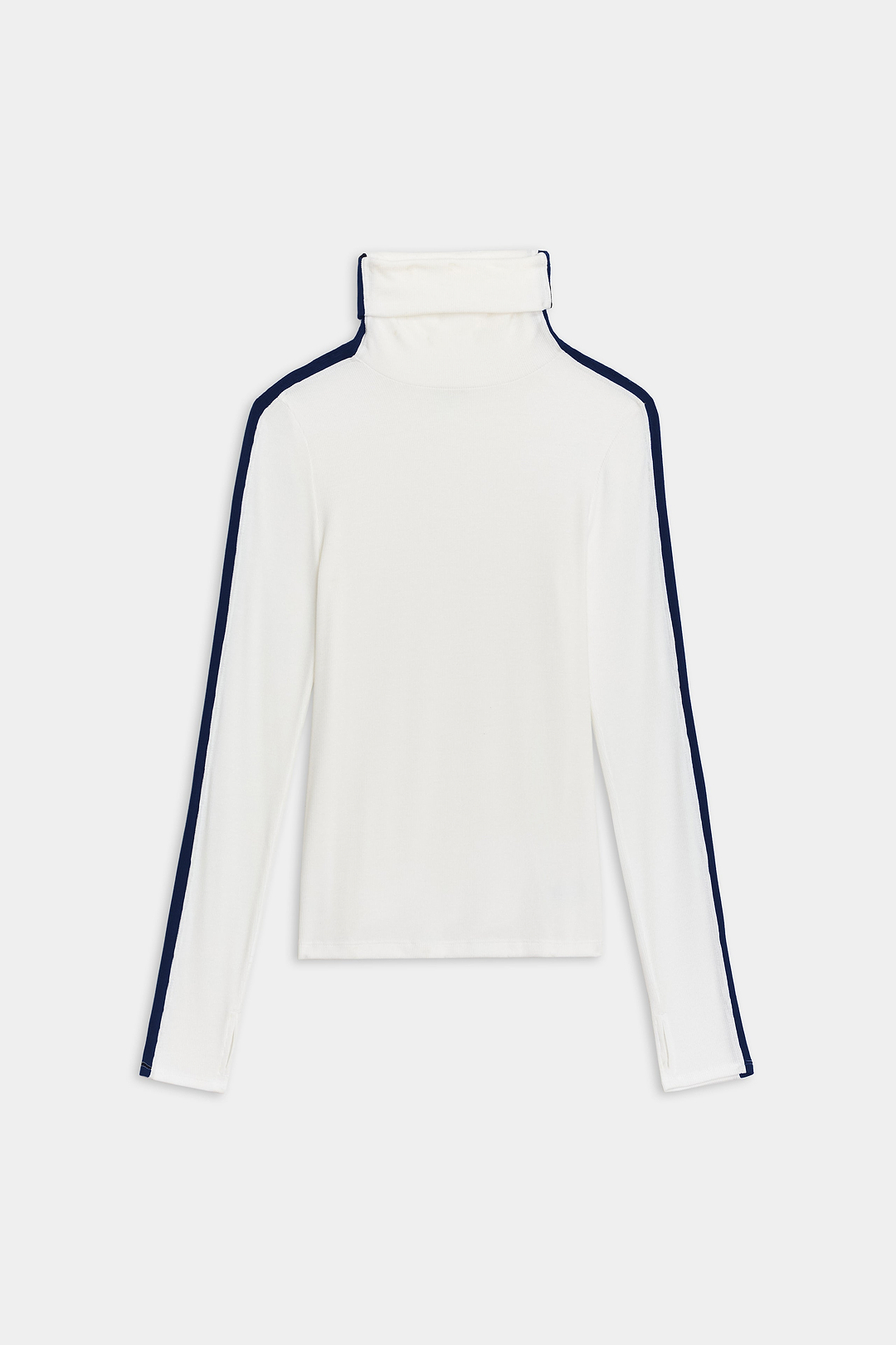 Jackson Rib Full Length Turtleneck - White/Indigo – SPLITS59