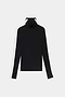 The SPLITS59 Jackson Rib Full Length Turtleneck in Black/Creme features white stripes along the shoulders and sleeves and is shown against a plain white background.