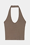 June Rib Halter - Lentil by SPLITS59, featuring a brown ribbed design with a scoop neckline, crafted from soft modal fabric blended with spandex for stretch, shown flat against a white background.