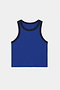 The SPLITS59 Kiki Rib Crop Tank in Cobalt/Black is a sleeveless, baby rib cropped tank with black trim on the neckline and armholes, shown against a white background.