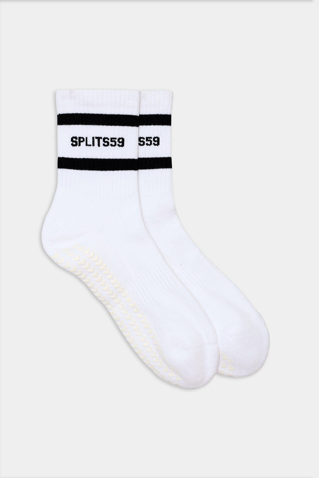 Logo Stripe Ankle Socks with Grip - White/Black – SPLITS59